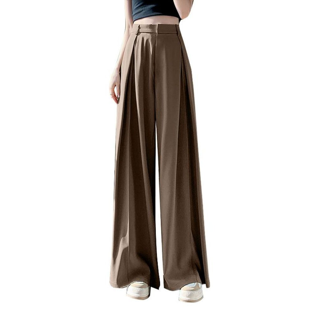 (khaki, 3XL) ZANZEA Women Casual Back Elastic Waist Loose Wide Leg Pants