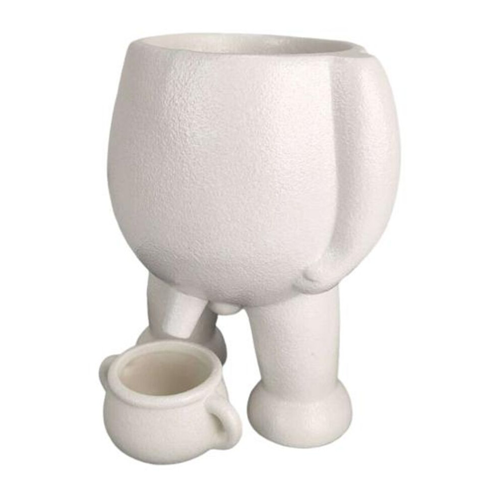(white) Piss Pot Planter Resin Peeing Planter Pot Funny Body Succulent Pot with Drainage Novelty Vase for Indoor Outdoor Garden Home Decor