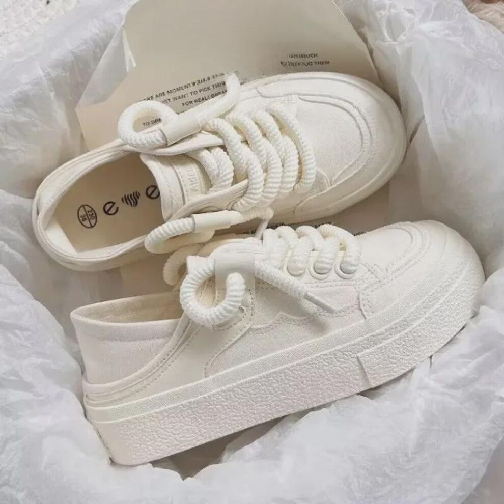 (white, Size 38) Women's 2023 Summer Canvas Slip-On Shoes: Breathable White Shoes Perfect for Skirts