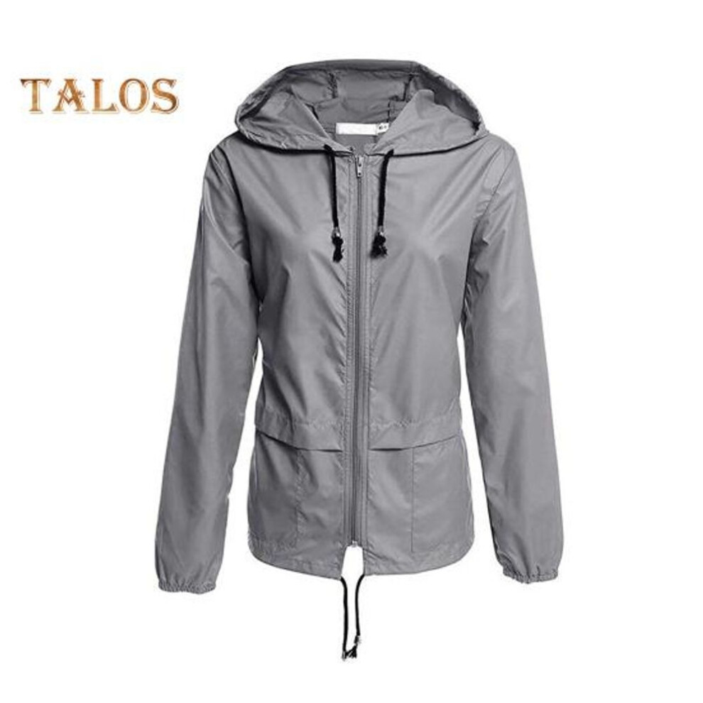 (grey, M) Women Outdoor Rain Jacket Lightweight Loose Fit Casual Coat for Camping Hiking Hooded with Lined Waterproof Windbreaker with Pockets