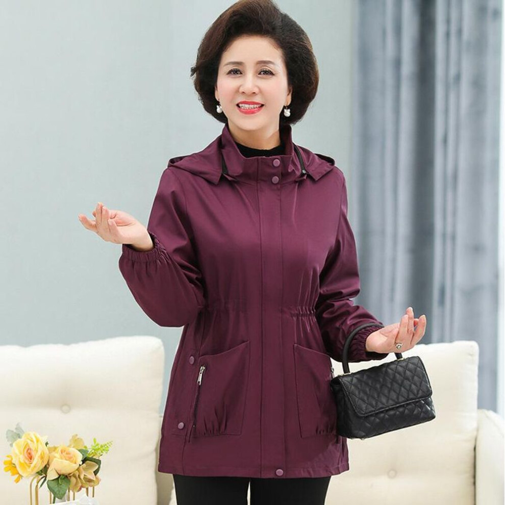 (purple, XXXXXL) Spring Plus Size Short  Windbreaker Jacket Women's Fashion Solid Color Hooded Waist Jacket