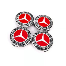 New 4X Mercede s Benz Classic RED Wheel Rim Cover HubCaps Emblem 75MM Badge