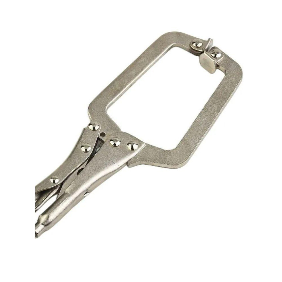 9 Inch Steel C Clamp Vise Grip Locking Welding Pliers Wood Tenon Locator Tool Silver High quality steel