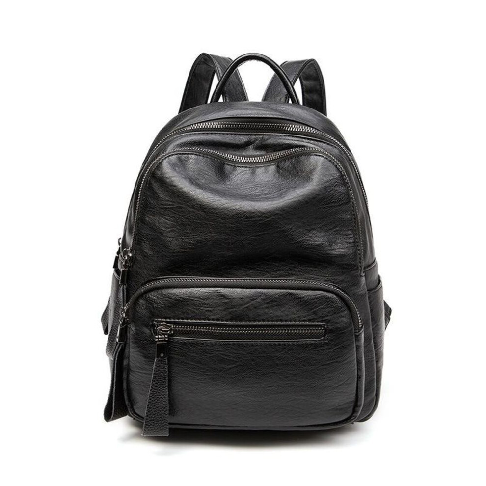 (black) Backpack Female Niche Fashion All-in-one Bag Simple Texture Soft Leather Backpack