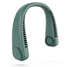 (Green, One size) Hanging neck fan portable lazy leafless hanging neck fan cooling mute outdoor sports portable USB ch