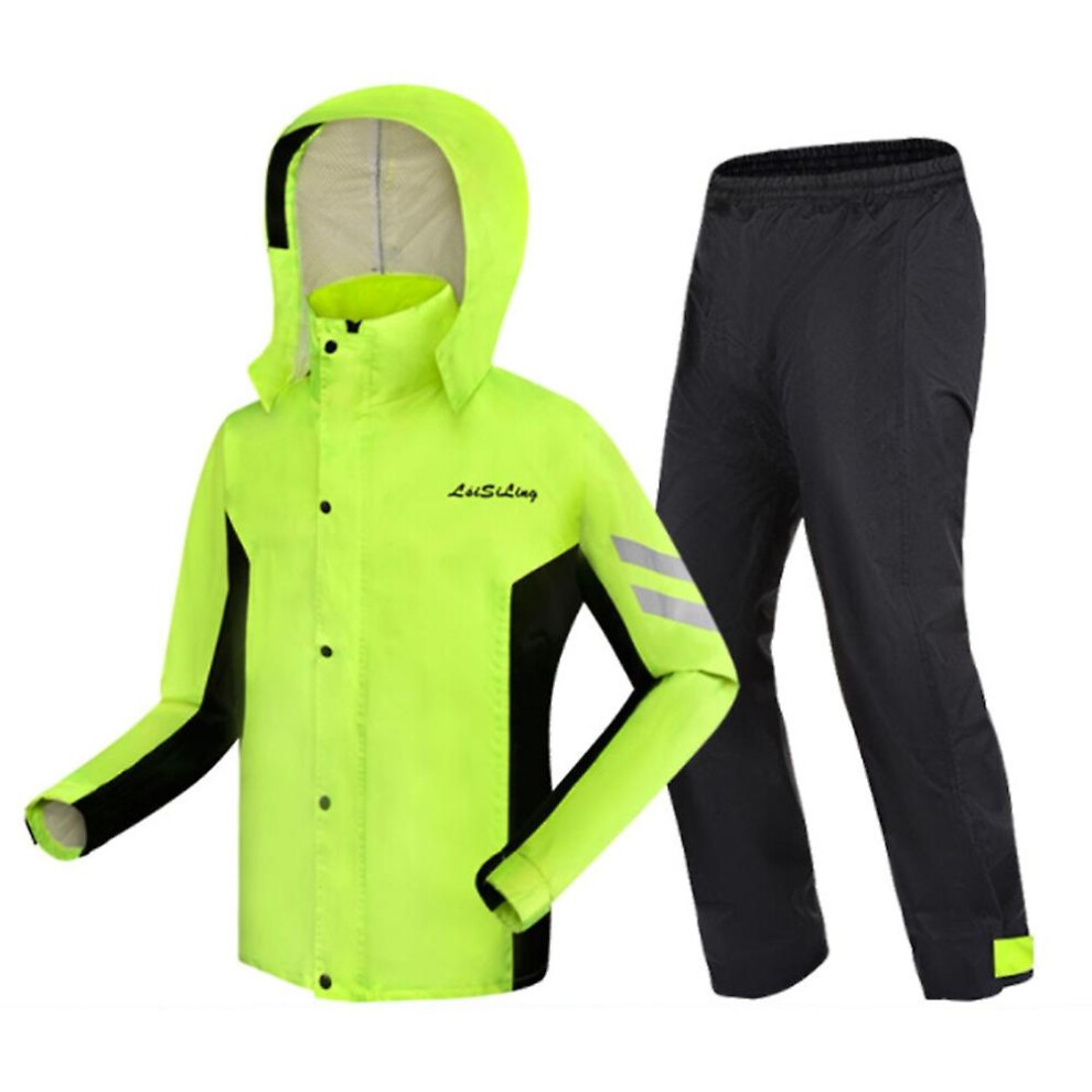 (3XL, One size) Cycling Raincoat and Pants Set for Women Men Waterproof Lightweight Reflective Motorcycle Windbreake-image-OPC-PHCJYMC-NEW