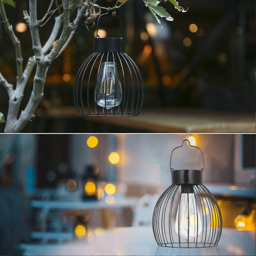 (As show, One size) CalmGeek Solar Powered Engrgy Bird Cage Design Pendeant H-anging Lamp Lantern Outdoor Light Sensitive Light Control/ IP65 Water Re-image-OPC-PHCJYMN-NEW