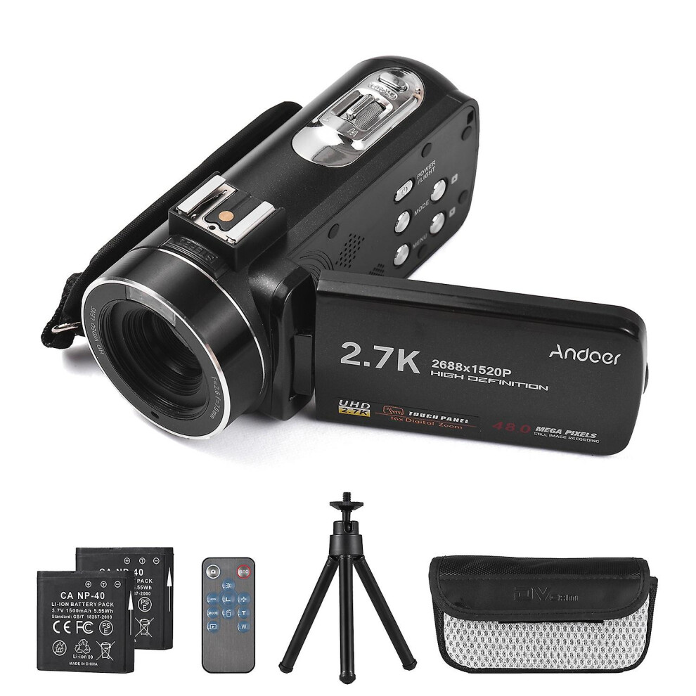 (As Show, One Size) Andoer 2.7K Digital Video Camera Camcorder Dv Recorder 48Mp 16X Digital Zoom 3.0 Inch Ips Touch Pane 6909775648391