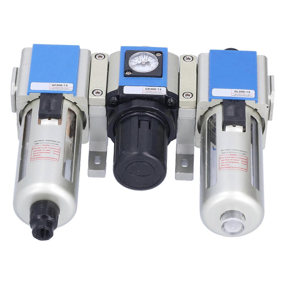 (As Show, One Size) Pneumatic Frl Air Filter Pressure Regulator Compressor Treatment Lubricator Pt 1/2 Gc300-15 6909775966525