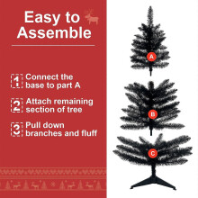 (As show, One size) 4FT Pre-Lit Artificial Christmas Tree halloween PVC Easy Assembly 115 Branch Tips Prelighted Holiday Xmas Tree with 50 LED Warm Lights and Sturdy Stan