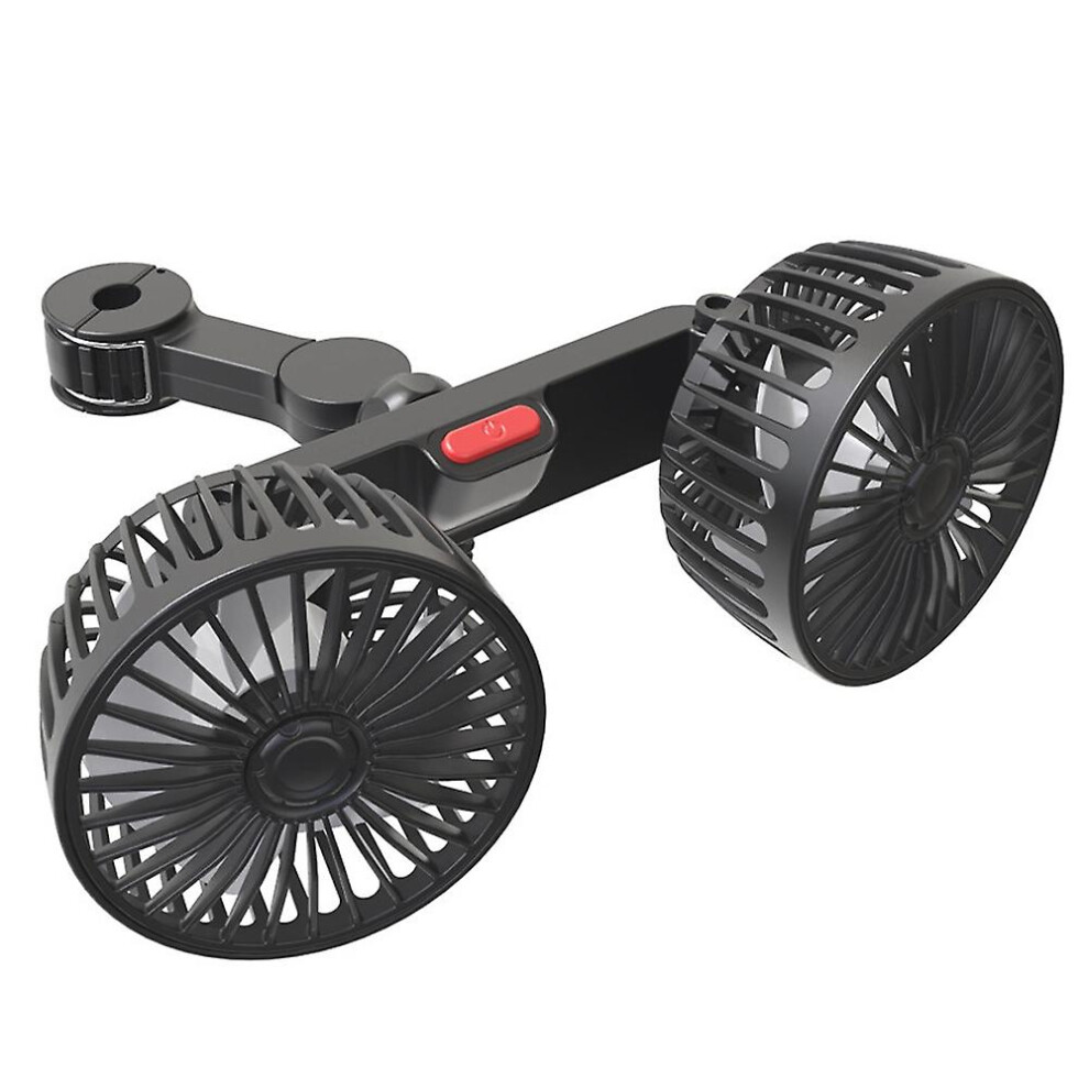 (As Show, One Size) Car Seatback Cooling Fan Usb Charging Portable Dual Head Car Fan 360 Degree Rotation Auto Ventilatio 6909775657249