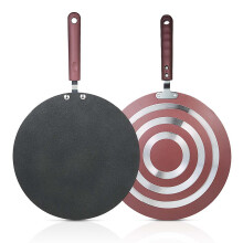 (As show, One size) Pancake Pan Crepe Maker Flat Pan Griddle Pan with Spreader & Spatula Crepe Maker Griddle