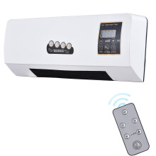 (UK, One size) Heater and Fan Combo 1800W 2-in-1 Timing Function Dual Use Wall Mounted Electric Fan and Space Heate