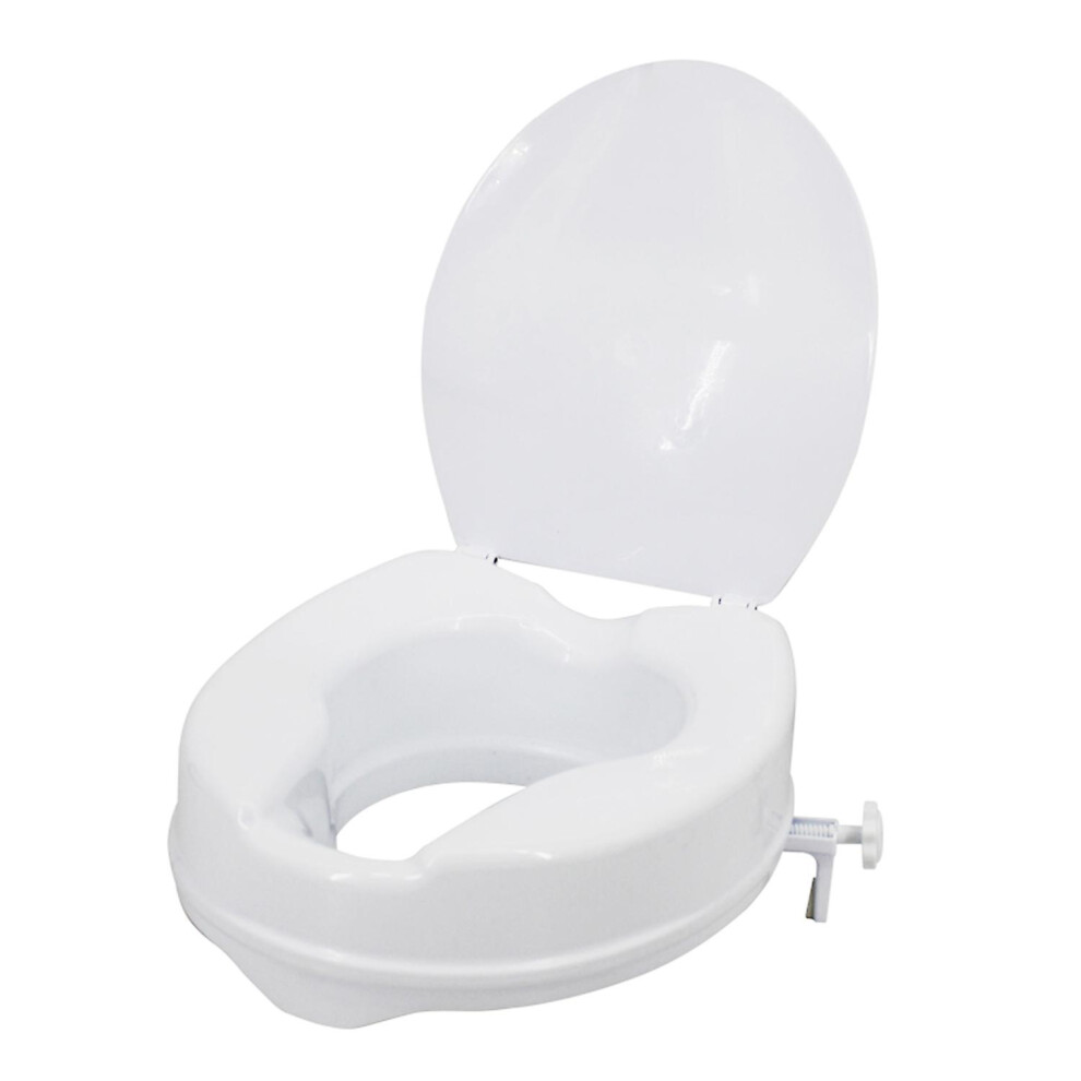 (6in with Lid, One size) Raised Toilet Seat with Lid 300 Lbs Heavy Duty Elevated Toilet Seat with Tightening Clamps Raised To