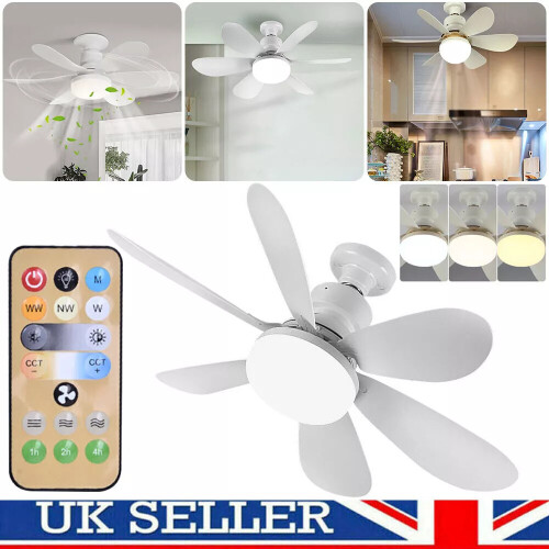 3 Speeds E27 LED Ceiling Fan Light Mount Dimmable With Remote Control 1