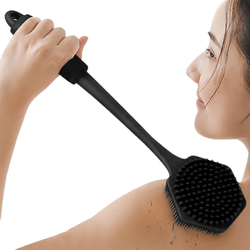 Silicone Back Scrubber for Shower Bath Body Brush with Long Handle Bathing Scrub Massage Tool for Men