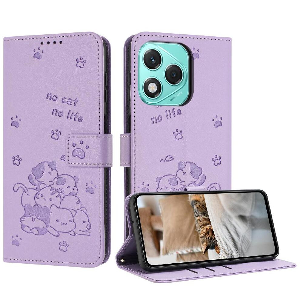 Gangxun (Purple) Flip Case For Honor 400 Lite Card Holder Kickstand Cute Cat Pu Leather Leather Wallet