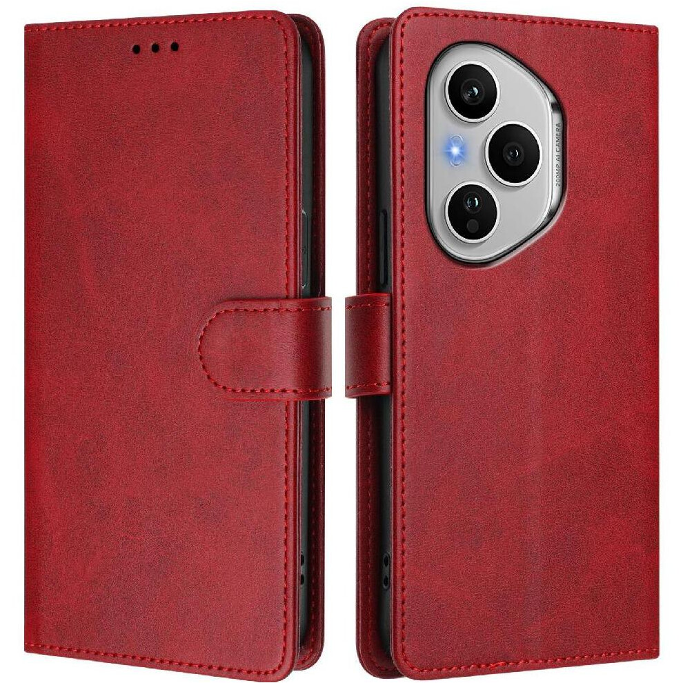 Photos - Case  Classic Style Flip  for Honor 400 Pro 5g Shockproof Magnetic Closure Wallet  Rfid Blocking Card Holder(Red)