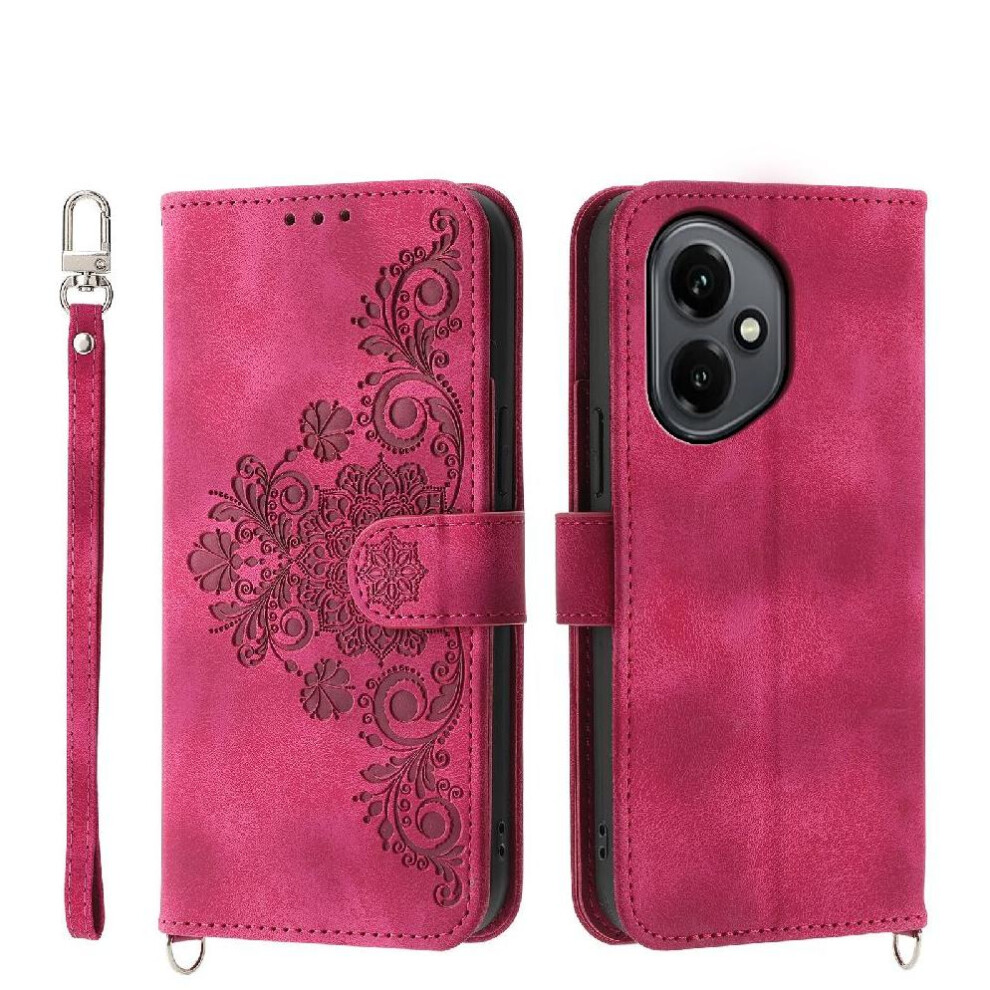 (Red) Flip Case For Honor 400 Multiple Credit Card Slots Shockproof Wristband Embossed Red 764563525713