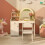 Costway Kids Vanity Table Chair Set Lighted Mirror Storage Drawer Cabinet 6