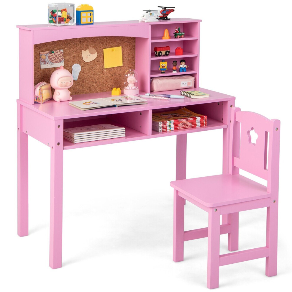 Kids Desk and Chair Set Wooden Children Study Table &Chair Writing Table Set