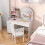 Costway Kids Vanity Table Chair Set Lighted Mirror Storage Drawer Cabinet 4