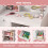 Costway Kids Vanity Table Chair Set Lighted Mirror Storage Drawer Cabinet 7