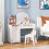 Costway Kids Vanity Table Chair Set Lighted Mirror Storage Drawer Cabinet 5
