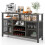 Costway Wine Bar Cabinet 140cm Industrial kitchen Buffet Sideboard with storage 11