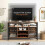 Costway Wine Bar Cabinet 140cm Industrial kitchen Buffet Sideboard with storage 7