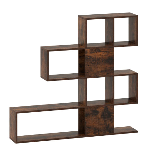 Costway 4-Tier Bookshelf Modern Ladder Style Room Divider-Coffee 1