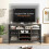 Costway Wine Bar Cabinet 140cm Industrial kitchen Buffet Sideboard with storage 6