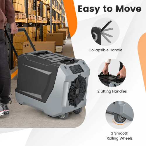Costway 85 L/Day Commercial Dehumidifier Crawl Space Dehumidifier-Black 2