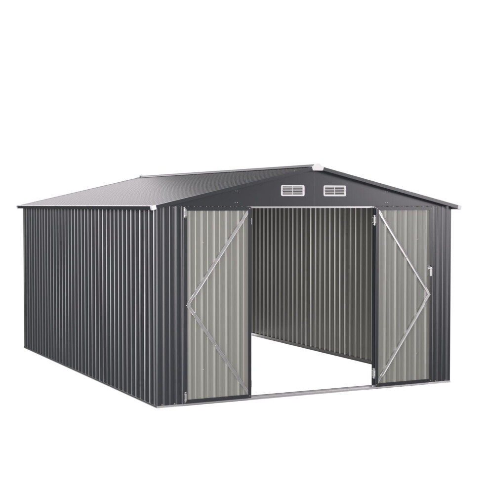 426cm x 300cm Outdoor Storage Shed Large Garden Tool House-Dark Gray