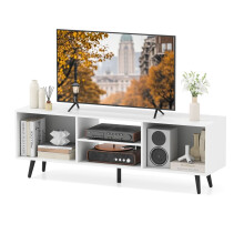 120cm Entertainment Center Mid Century Modern TV Stand for 55” TVs-White