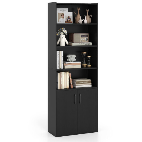 Costway 178cm Bookcase 6-tier Modern Style Storage Cabinet w/Shelves-Black