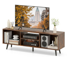 120cm Entertainment Center Mid Century Modern TV Stand for 55” TVs-Brown
