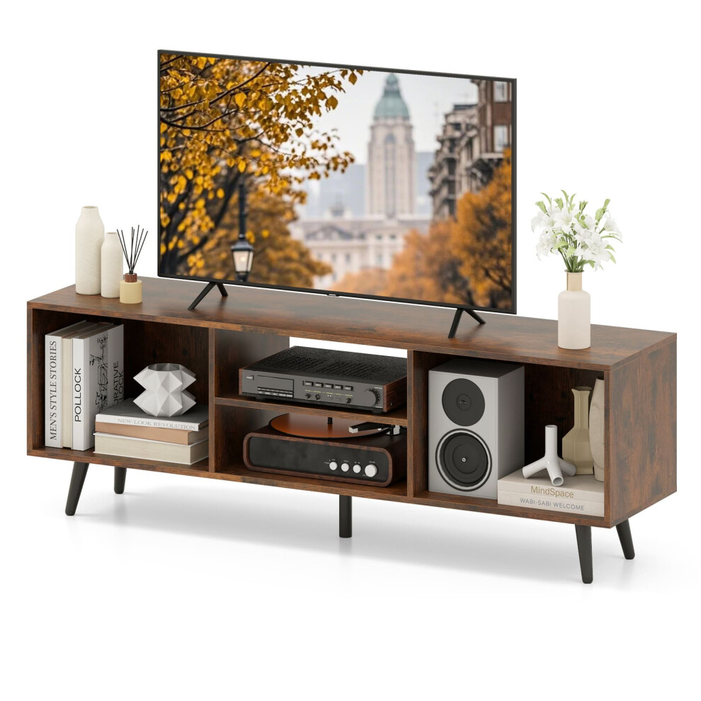 120cm Entertainment Center Mid Century Modern TV Stand for 55” TVs-Brown