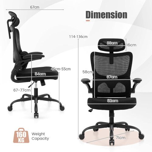 Costway Mesh Office Chair Ergonomic Computer Desk Chair Lumbar Support 2