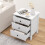 Costway Compact Storage Chest Bedroom Nightstand w/ 3 Drawer-White 8