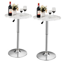 2Pcs Modern Bar Table Multifunctional Round Pub Table-White