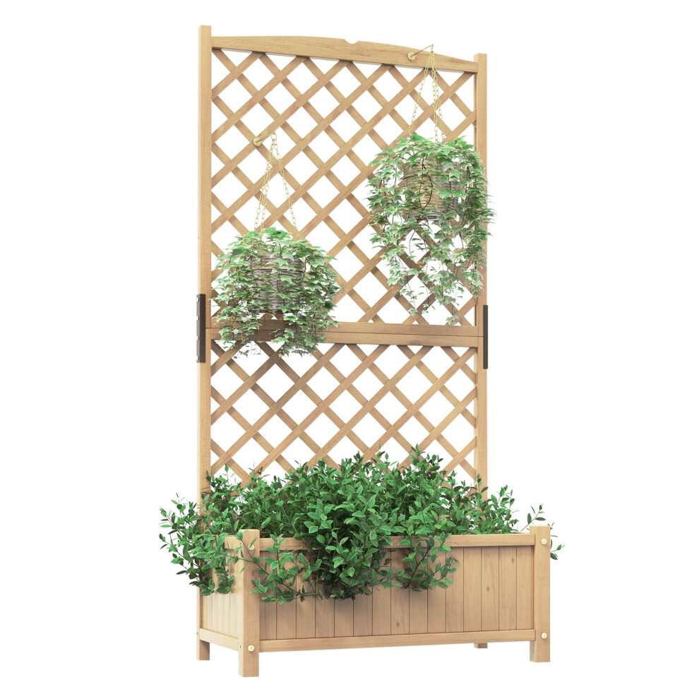 Raised Garden Bed Tall Standing Wooden Planter w/ Planter Box-Natural