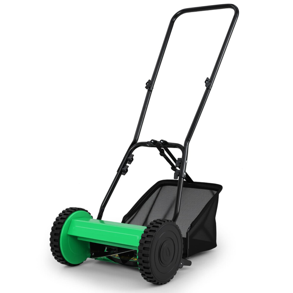Push Lawn Mower Manual Grass Sweeper w/ 30cm Cutting Width-Green