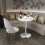 Costway 2Pcs Modern Bar Table Multifunctional Round Pub Table-White 4