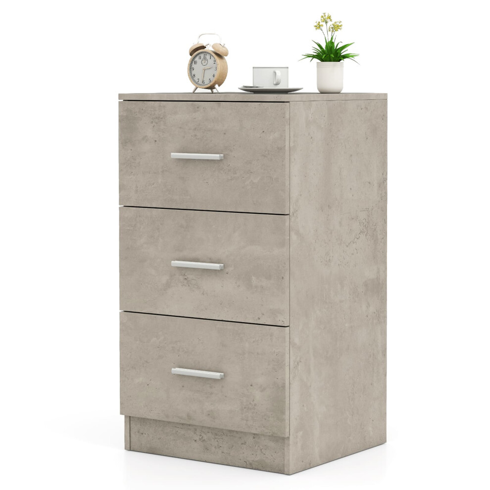 3-Drawer Chest Storage Cabinet Dresser Night Stand Organizer-Grey
