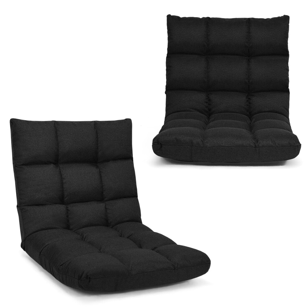 14-Position Adjustable Floor Chair Video Gaming Sofa Chair-Black