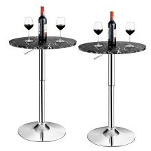 2Pcs Modern Bar Table Multifunctional Round Pub Table-Black