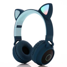 Kabellose Bluetooth-Kopfhörer für Kinder, Katzenohren-Kopfhörer - blau