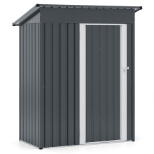 181 x 153 cm Outdoor Storage Shed Galvanized Metal Tool House-Gray