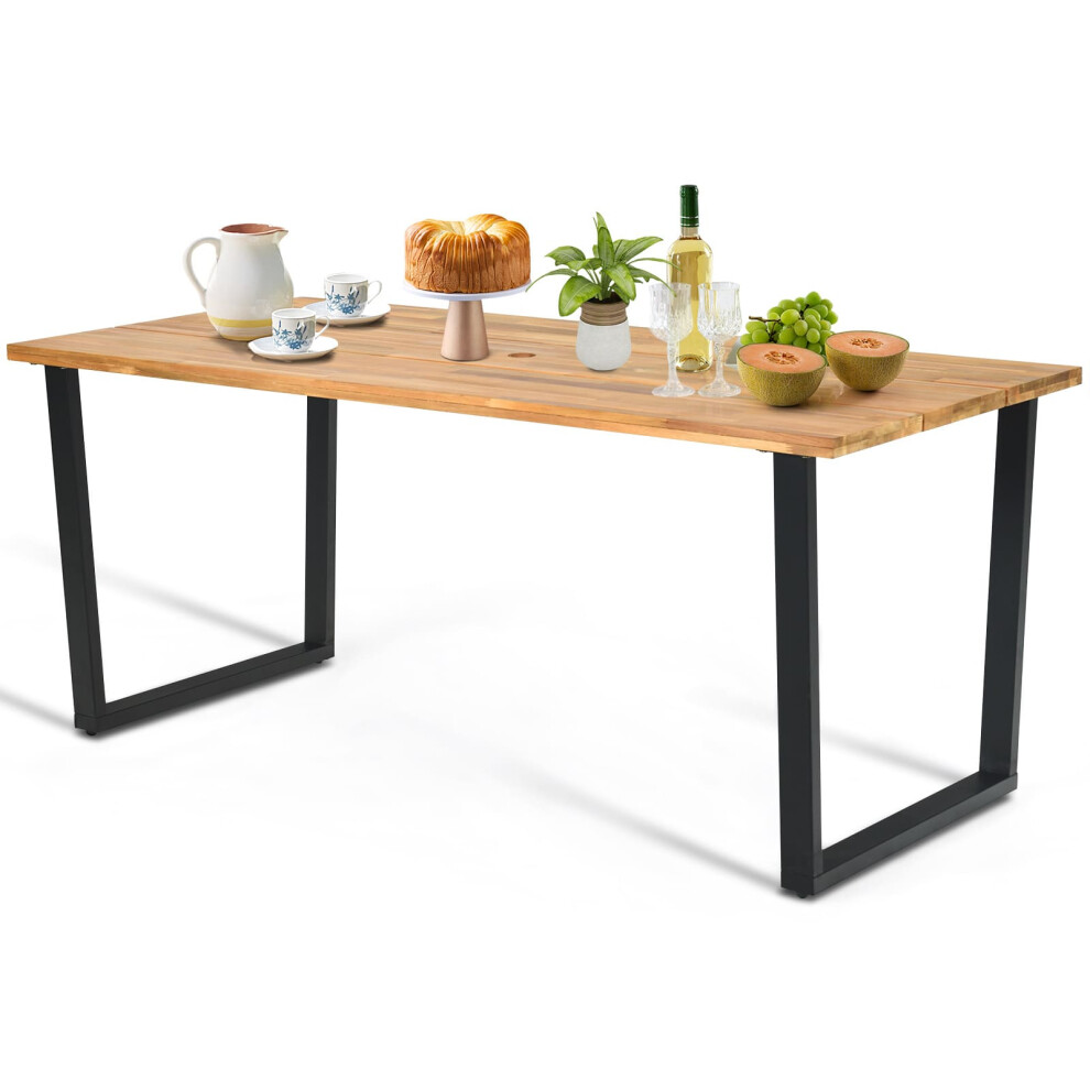 Patio Rectangle Dining Table 175 x 80cm Acacia Wood Table-Natural